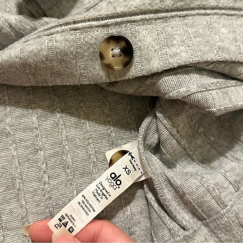 ALO Yoga Ribbed Take Comfort Cardigan - Athletic Heather Grey SZ XS